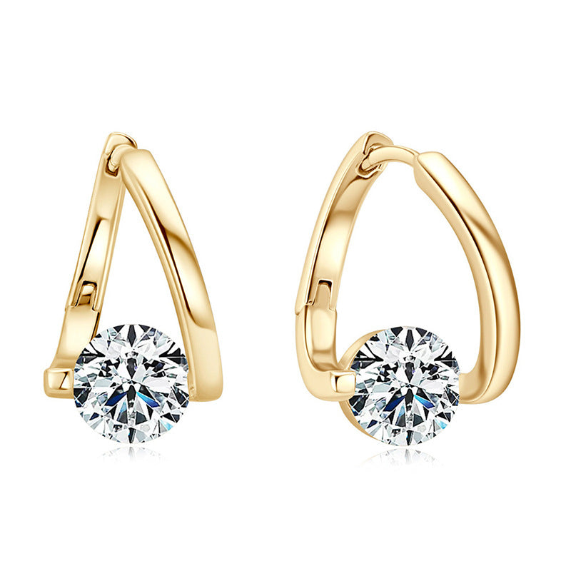 French Vintage Irregular Shiny Zircon Earrings