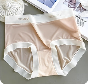 Ultra-thin ice silk seamless mid-waist underwear for women