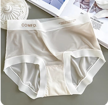 Ultra-thin ice silk seamless mid-waist underwear for women