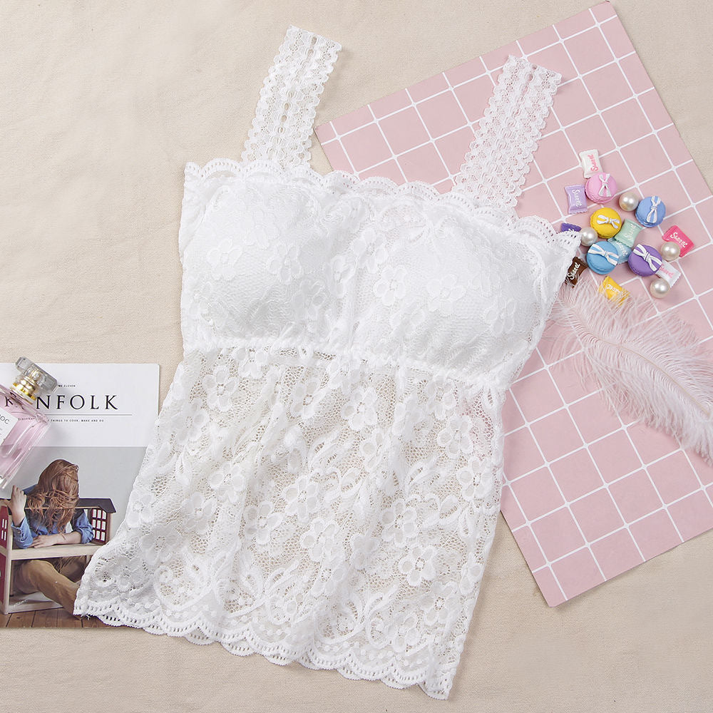 Lace Trim Wide Strap Bra with Padding