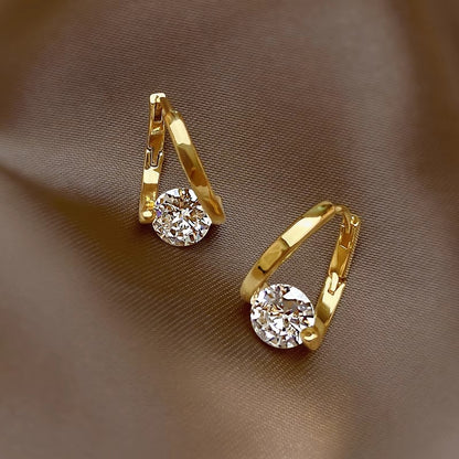 French Vintage Irregular Shiny Zircon Earrings
