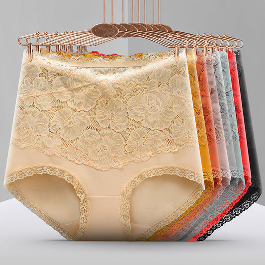 Pure cotton high-waist sexy lace women’s briefs