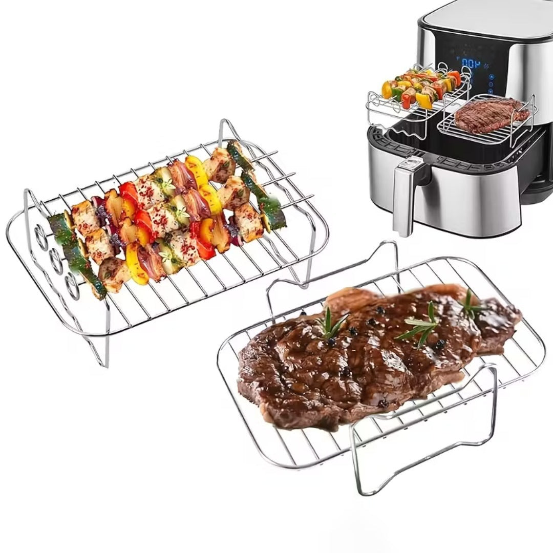 Stainless Steel Double-Layer Air Fryer Rack for Baking & Roasting
