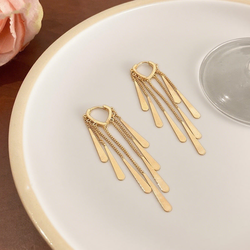 Elegant Crystal Waterfall Tassel Earrings