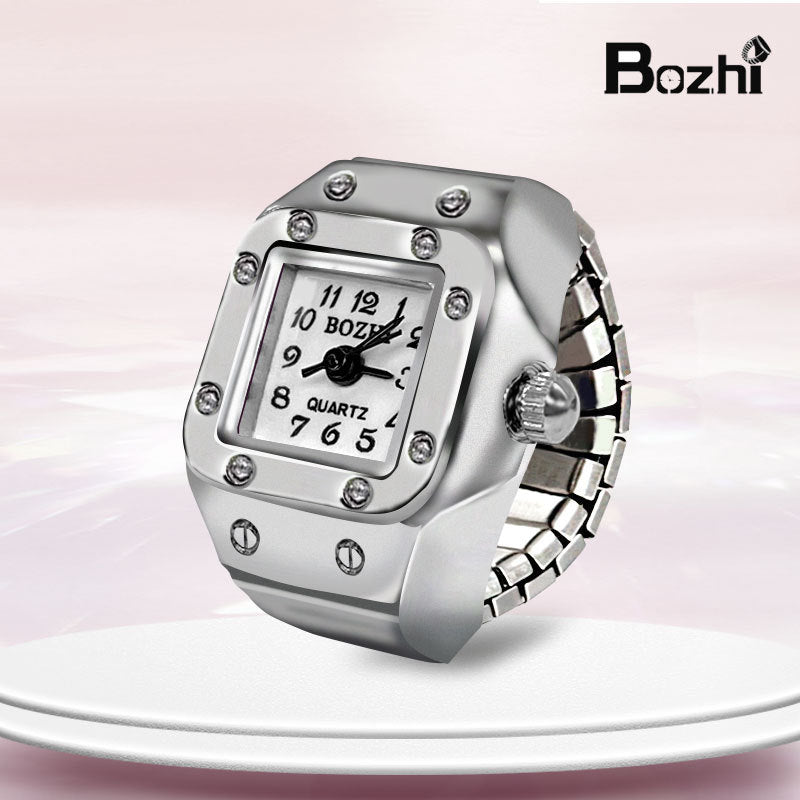 Stylish Mini Ring Watch with Elastic Band