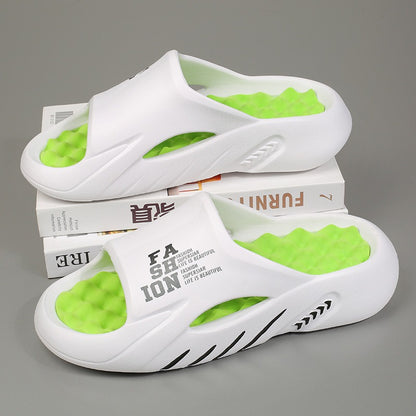 Men's trendy color blocking slippers with 【wavy platform soles】