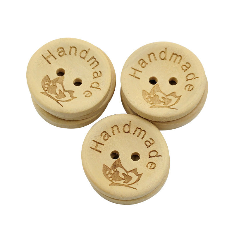 【with love】wooden buttons，50Pcs