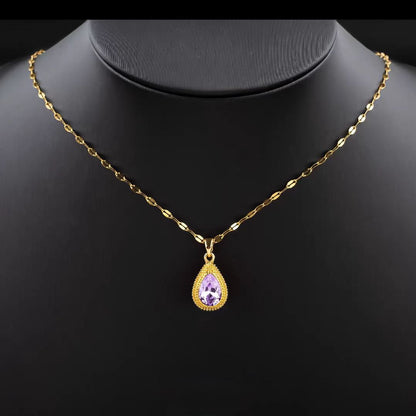 Purple Water Drop Locket Chain