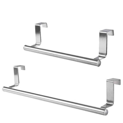No-Drill Stainless Steel Towel Bar – Over Cabinet Door Towel Holder for Kitchen & Bathroom