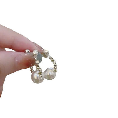 Crushed Silver & Pearl Earrings