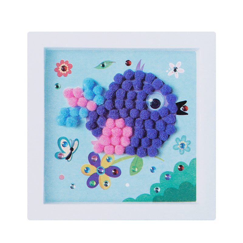 Pom-Pom DIY Collage Art, Can Be Used as a Photo Frame(Without Pen)