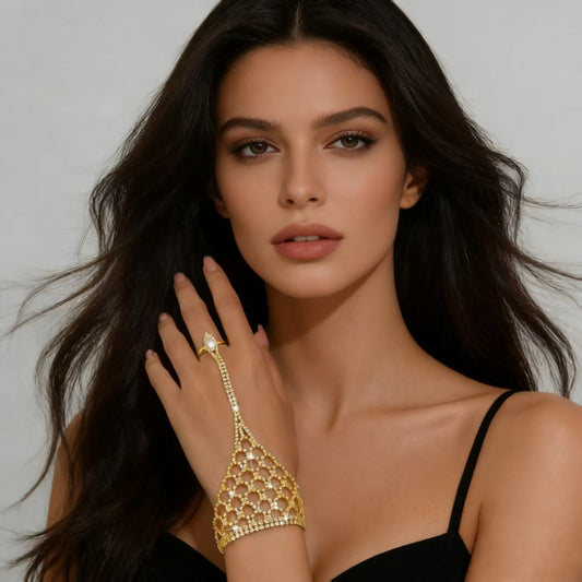 Women’s Fashion Rhinestone Mesh Bracelet，Perfect for Proms、Parties & Evening Events Accessories