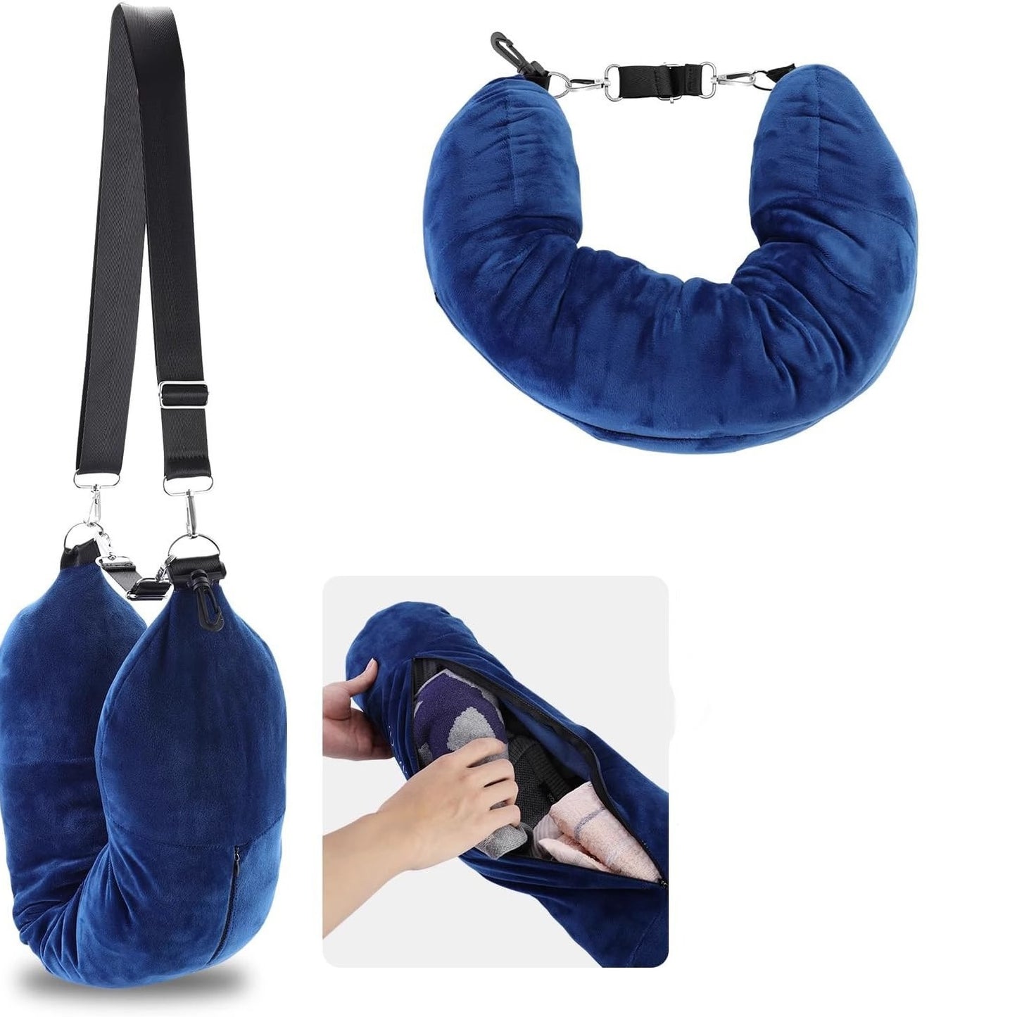 Travel neck pillow that can be filled with clothes，Can hold 10L of clothing