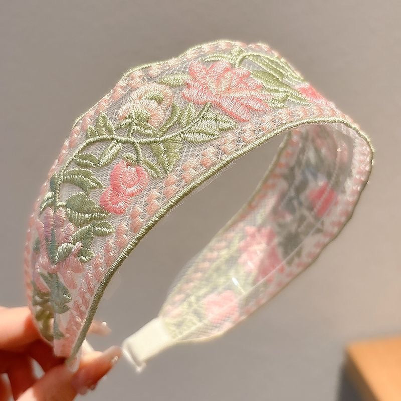 Floral Embroidered Wide Headband