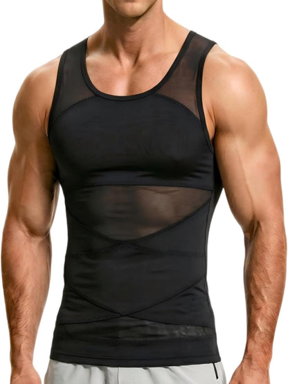 3rd Generation Men's Tummy Control Shapewear Tank Top – Chest Compression, Slimming & Breathable Invisible Vest