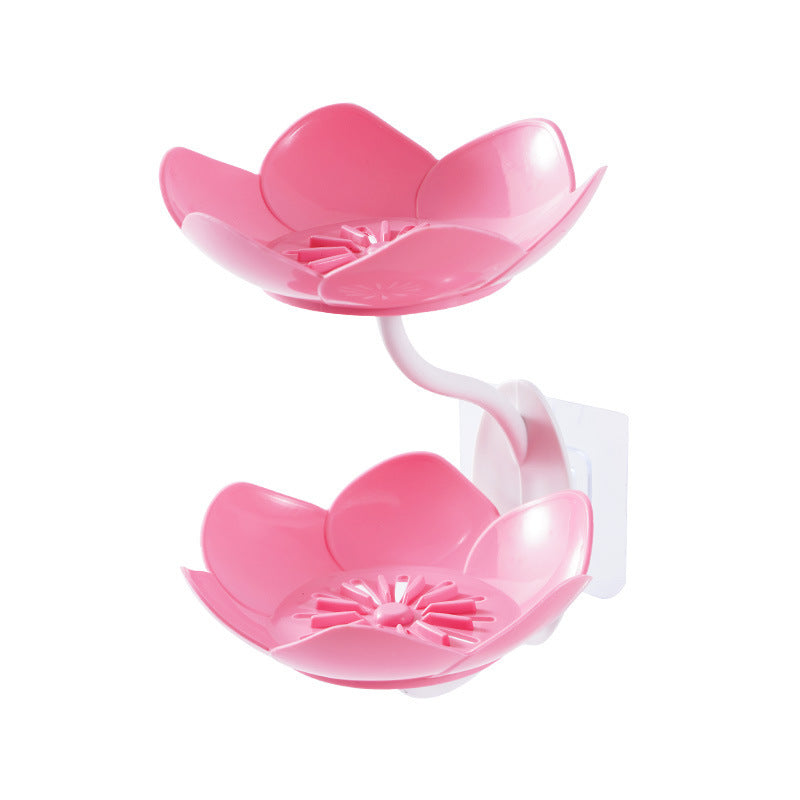 Wall-Mounted Double-Layer Draining Flower Soap Dish&Storage Rack
