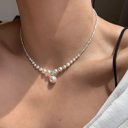 Handmade Silver Bead Pearl Necklace
