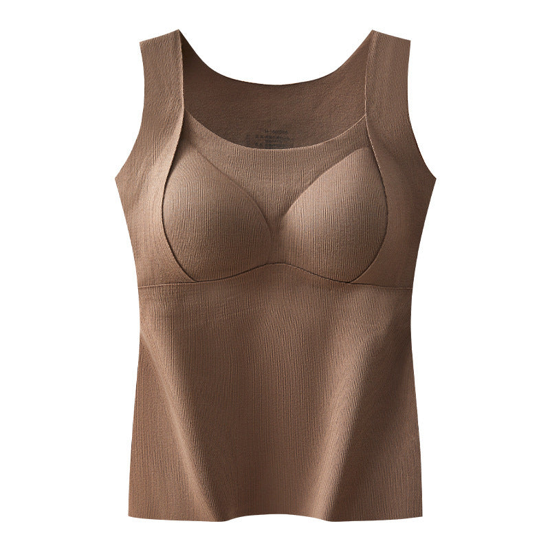 Women's Thermal Tank Tops With Built-in Bra，Suitable for autumn and winter