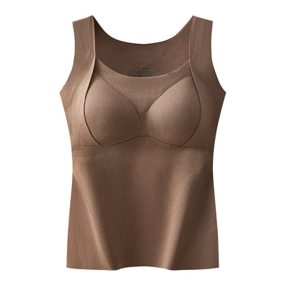 Women's Thermal Tank Tops With Built-in Bra，Suitable for autumn and winter