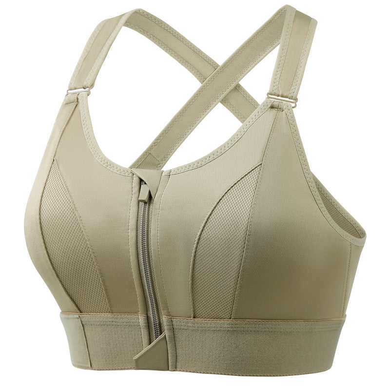 Adjustable front zip sports bra