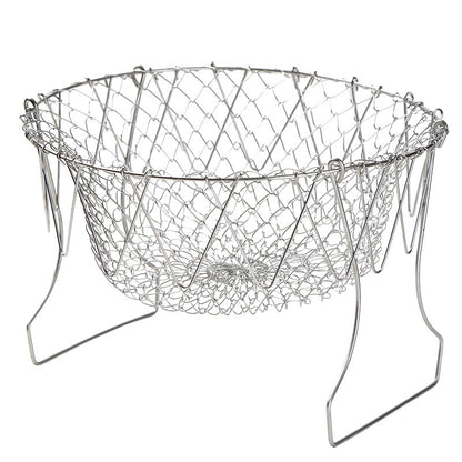 Stainless Steel Foldable Fry Basket – Multi-Purpose Oil & Water Draining Kitchen Tool