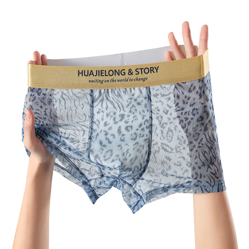 Men's Lightweight Leopard Print Mesh Boxer Briefs