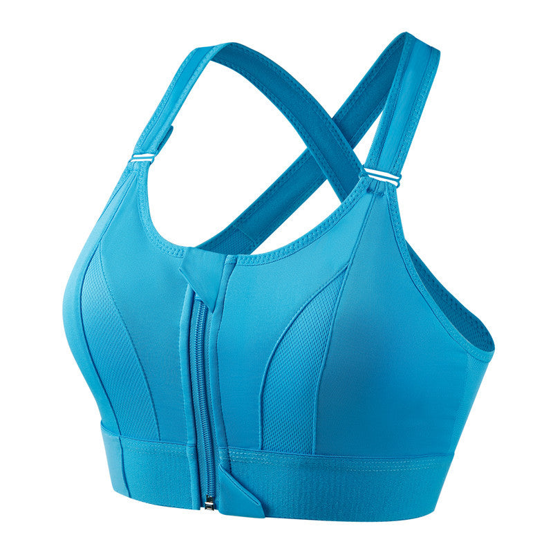 Adjustable front zip sports bra