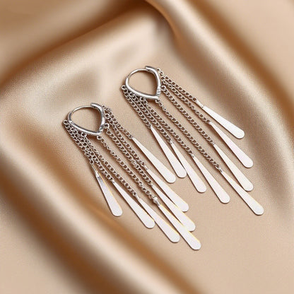 Elegant Crystal Waterfall Tassel Earrings