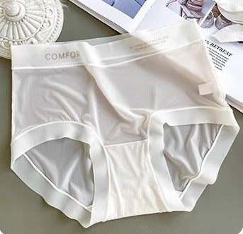 Ultra-thin ice silk seamless mid-waist underwear for women