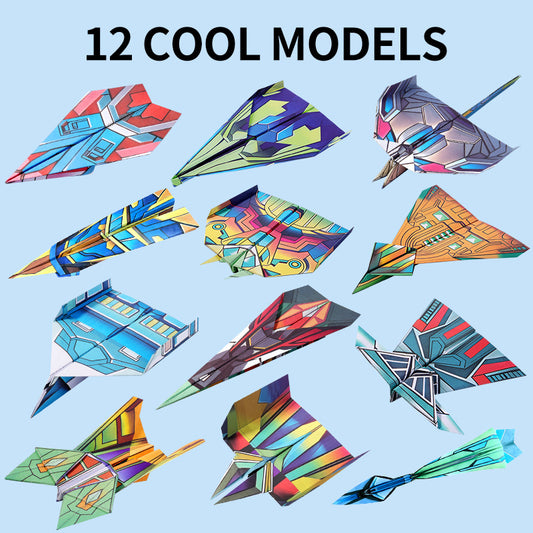 【12 Models】Children's DIY origami airplane toy