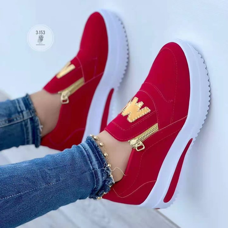 Women’s Platform Thick-Sole Side-Zip Casual Shoes