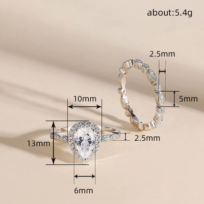 Pear-Shaped Teardrop Ring Set