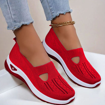 High Quality-Women's large size knitted mesh casual shoes, soft sole and breathable
