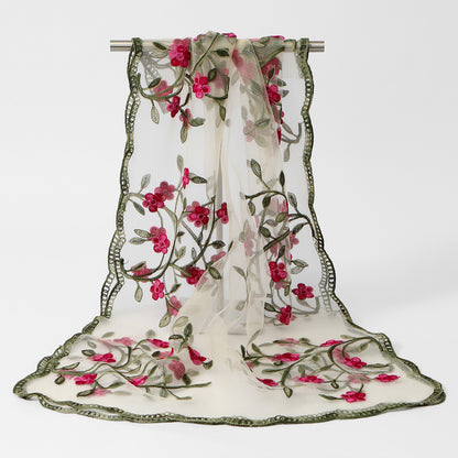 High Quality——Women's Summer Lace Floral Embroidered Scarf – Lightweight Hijab Head Wrap 180*60cm