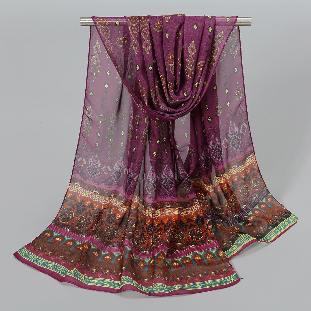 Indian Style Chiffon Breathable Mini Scarf for Women – Lightweight Sun Protection Neck & Hair Scarf, 150×50cm