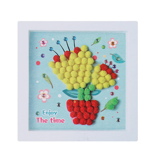 Pom-Pom DIY Collage Art, Can Be Used as a Photo Frame(Without Pen)