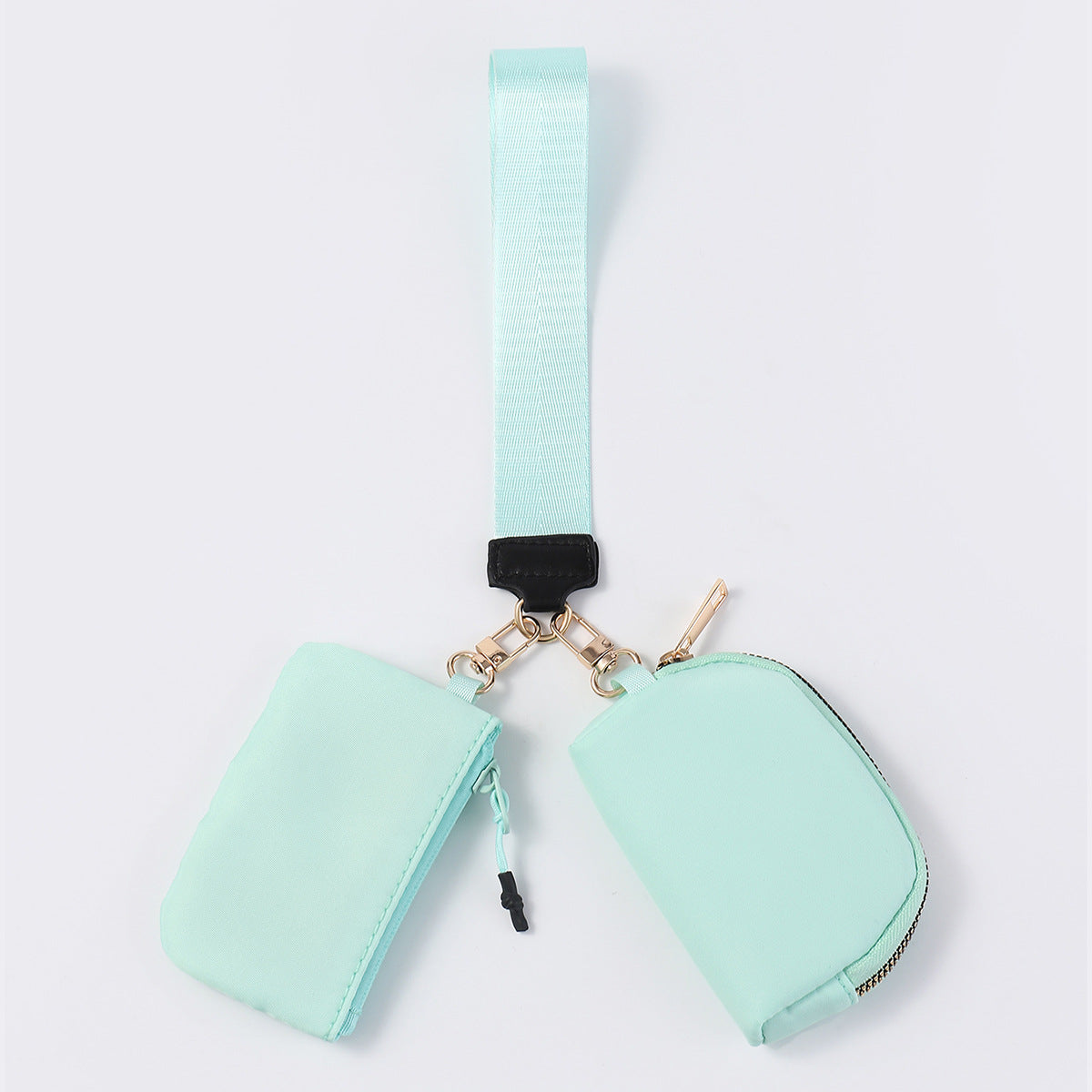 Women's Portable Mini Fashion Colorblock Zip Wristlet + Coin Purse，Waterproof Nylon