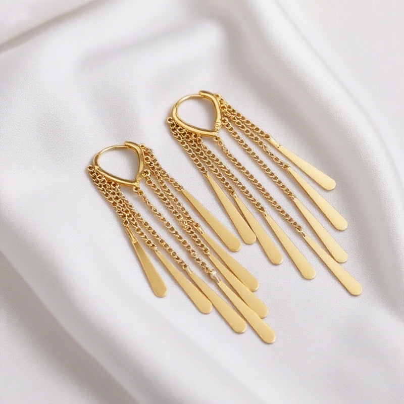 Elegant Crystal Waterfall Tassel Earrings