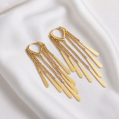 Elegant Crystal Waterfall Tassel Earrings