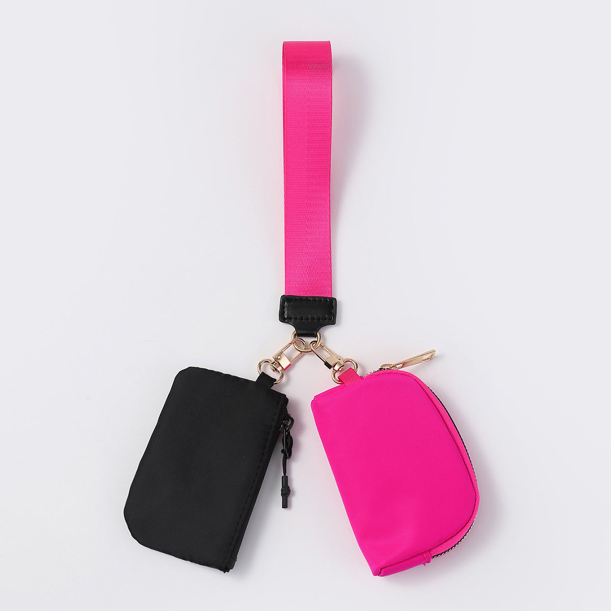 Women's Portable Mini Fashion Colorblock Zip Wristlet + Coin Purse，Waterproof Nylon