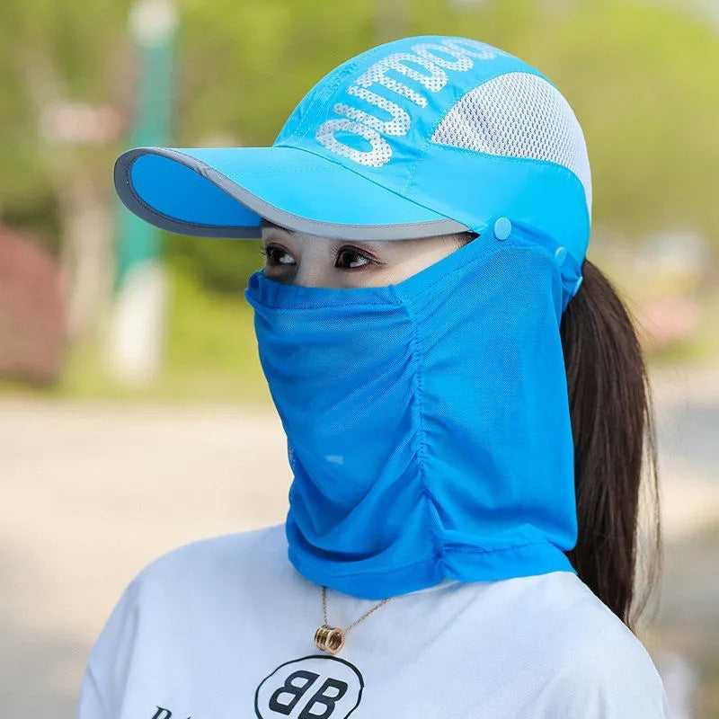 Foldable Baseball Cap with UV Protection Face Shield