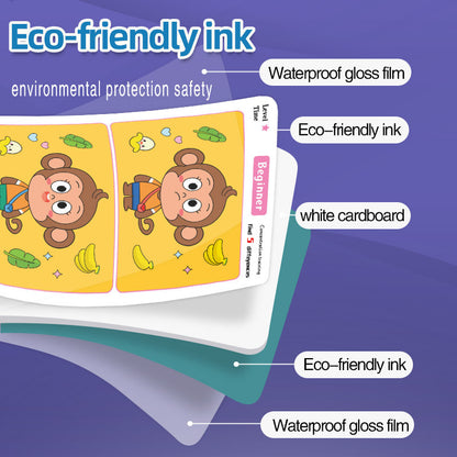 "Find the Difference" Cartoon Game Cards For Children, 64 Pcs，Children's Thinking Training Picture Book