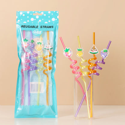 Cartoon animal series spiral straws