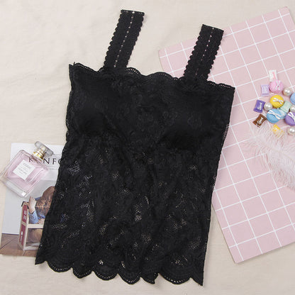 Lace Trim Wide Strap Bra with Padding