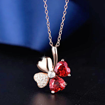 Natural Garnet Clover Pendant