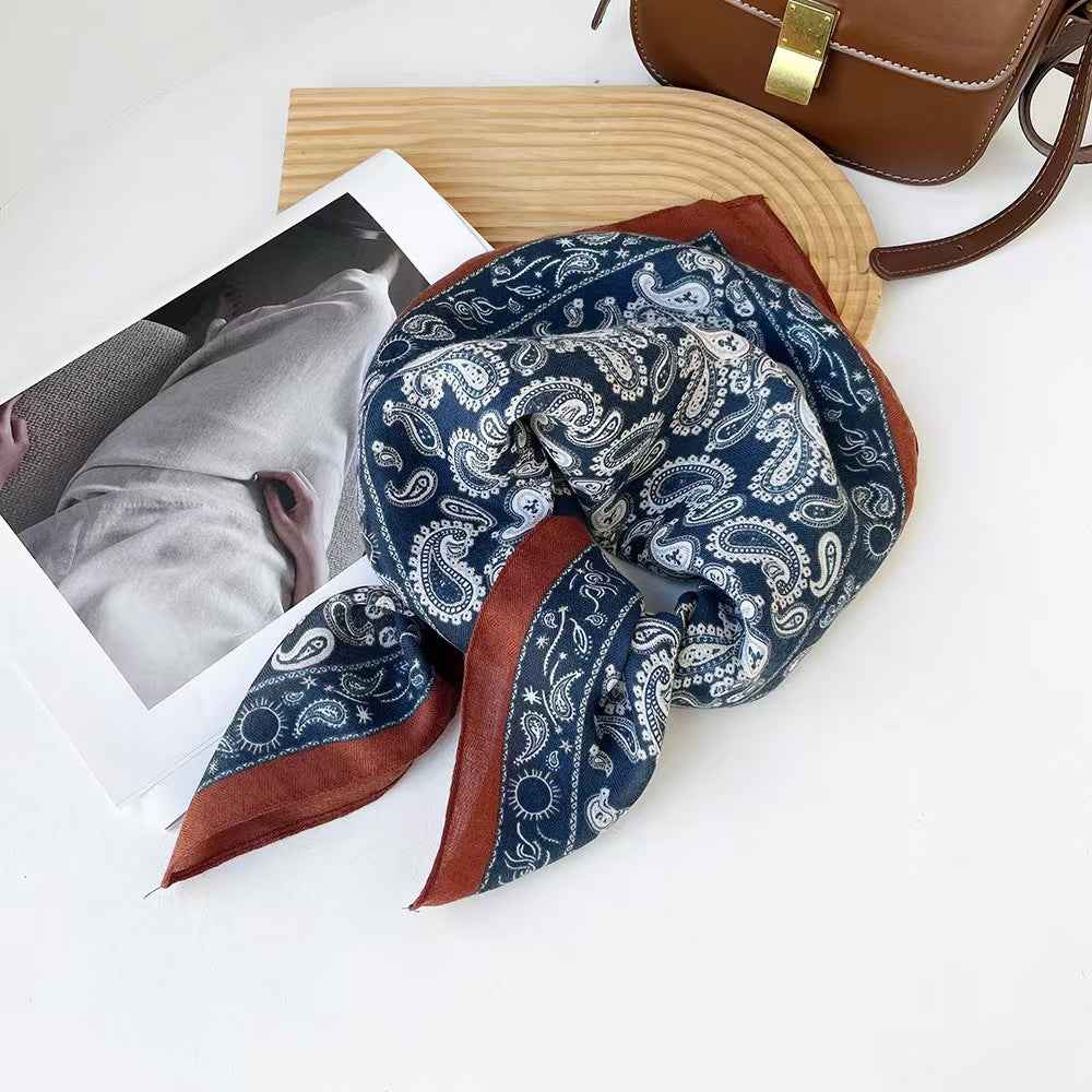 Paisley Print Shawl & Vintage Bandana Scarf – Popular Retro Western Square Scarf, 68×68cm