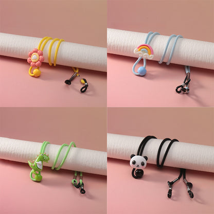 Kids Cartoon Glasses Neck Strap Anti-Lost Holder, Adjustable Elastic Fun Design for Children