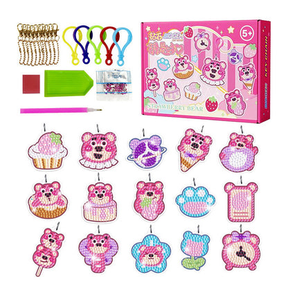 Kids DIY Diamond Painting Cartoon Keychain Charm, Acrylic Hanging Decor