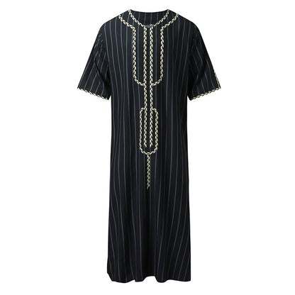 Men's Loose V-Neck Short Sleeve Long Robe