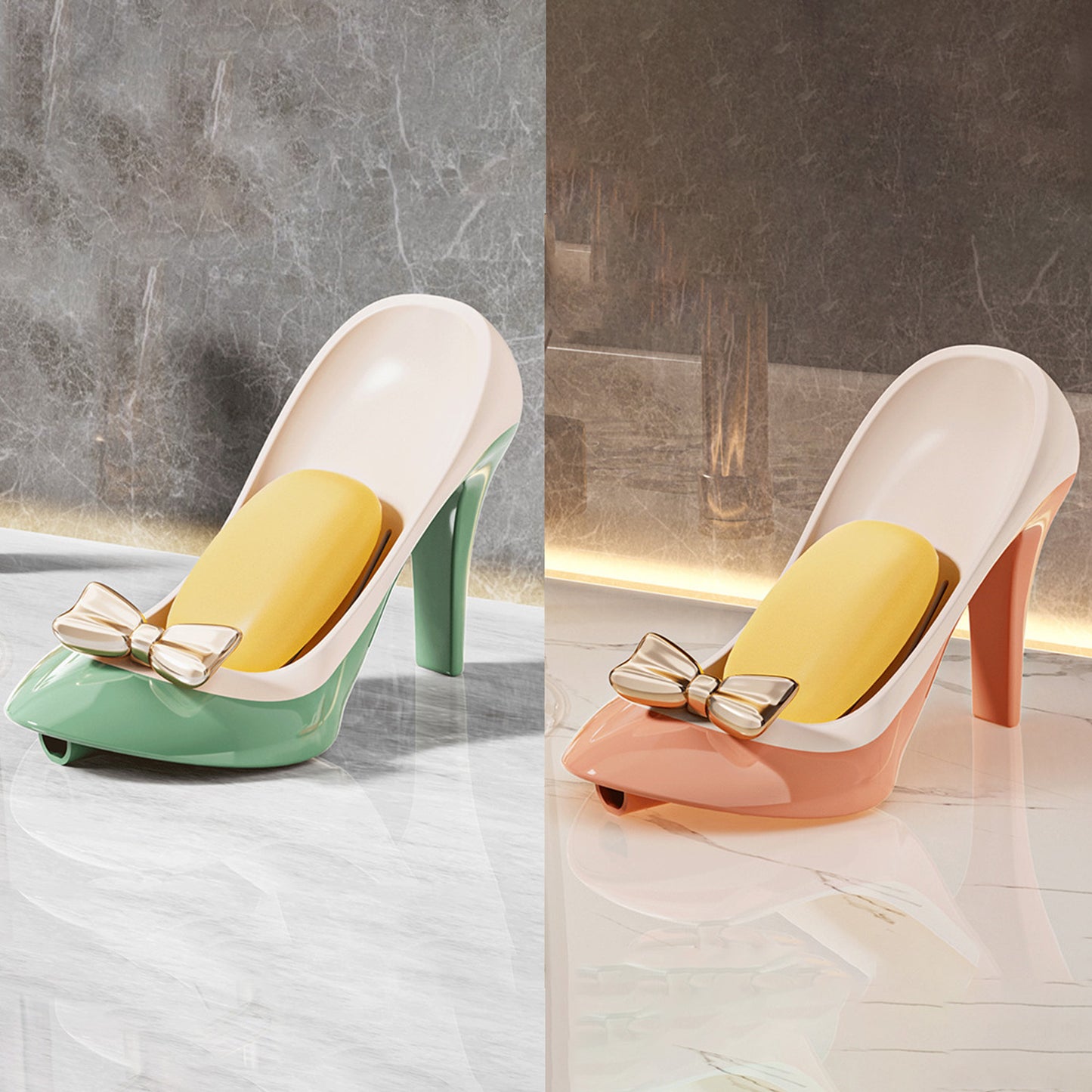 High Heel-shaped Storage Rack With Countertop Draining Soap Dish